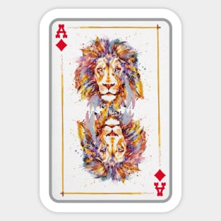 Lion Head Ace of Diamonds Playing Card Sticker